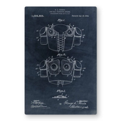 Football Protective Apparel Blueprint - Vintage Blue Metal Print