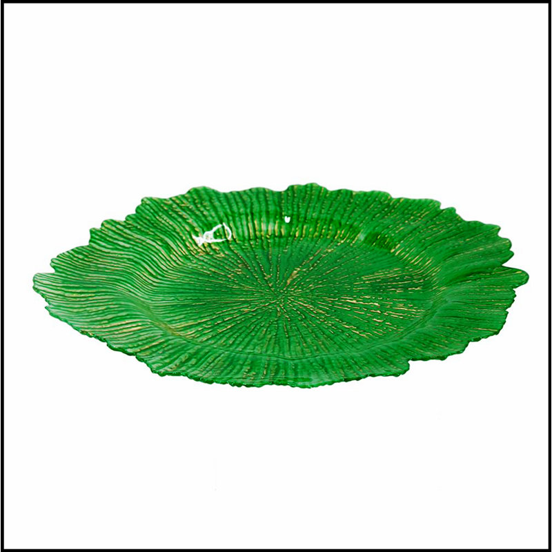 8 Pack Reef Plastic Charger Plate, D13", Green
