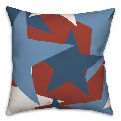 Coussin décoratif à motif d'étoile rouge, blanc et bleu