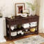 Console rétro avec deux tablettes ouvertes, structure en bois de pin massif