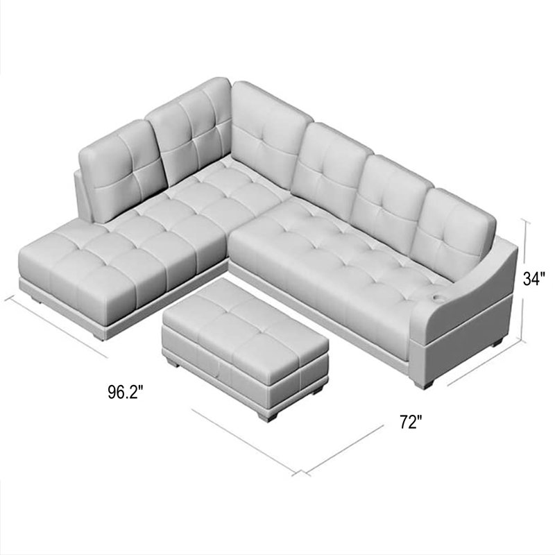 Sweetgrove Faux Leather L-Shaped Sectional, Faux Leather Black, Left Hand Facing