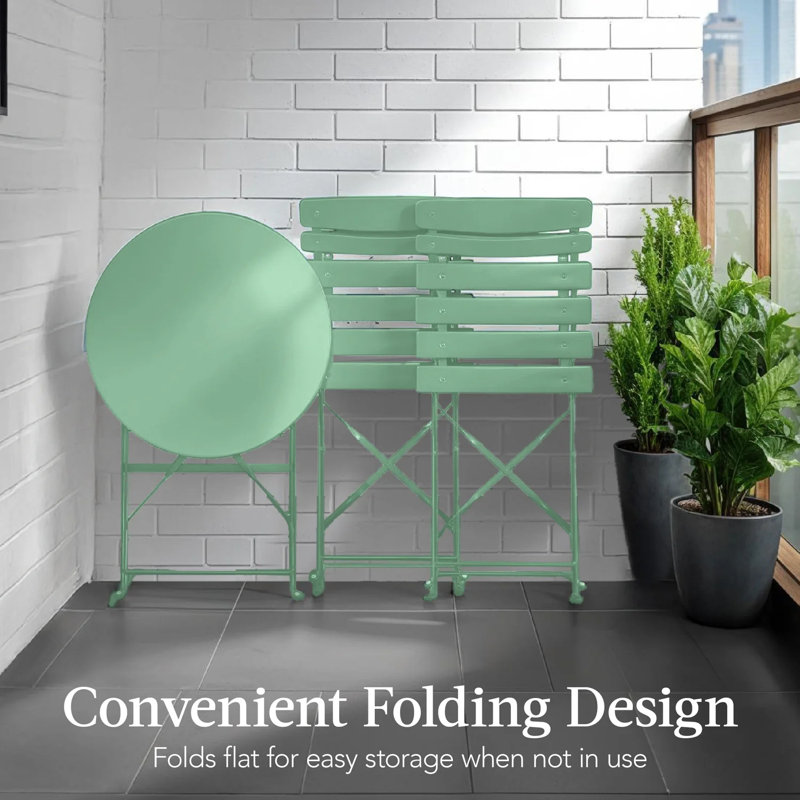 Folding Patio Bistro Set, Sage