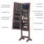 Armoire à bijoux pleine grandeur avec lumières DEL à allumage automatique, 4 miroirs à angle réglable, brun-976637904