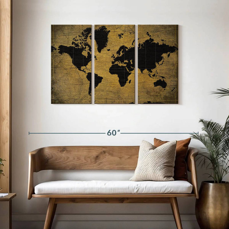 Aliaz Aged World Map XLIII, 28" H x 45" W