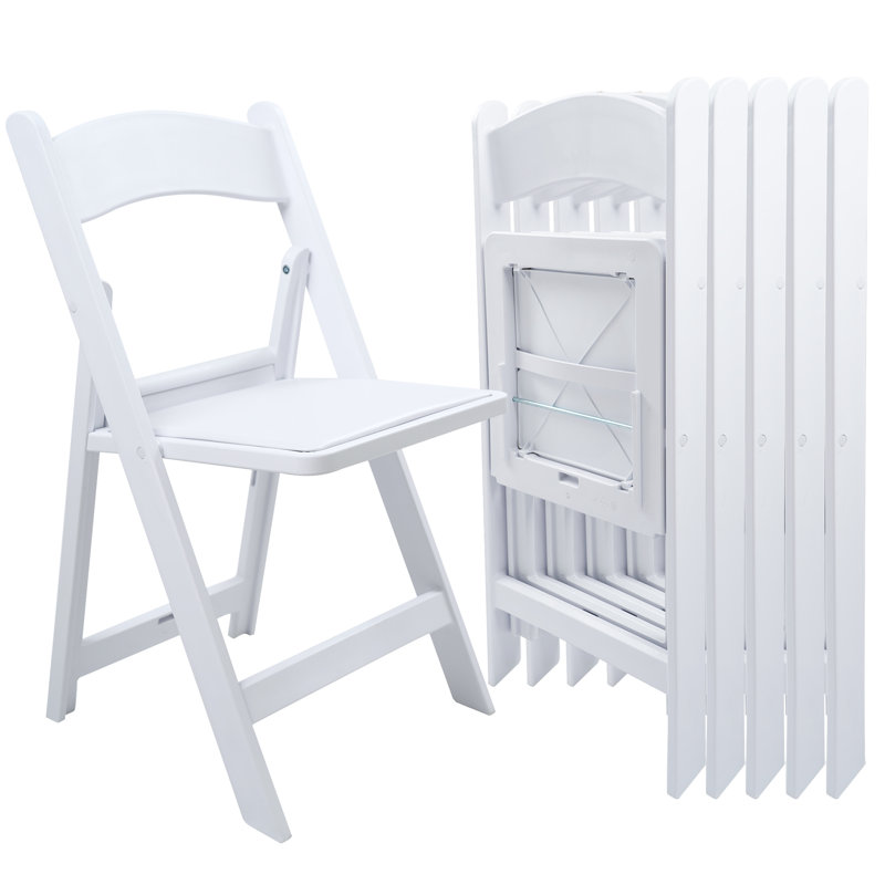 White Resin Folding Chair With Cushion & Backrest,700lb Weight Capacity Event Chair,indoor/outdoor Lightweight Foldable Chair For Meeting Room/party/hotel/garden
