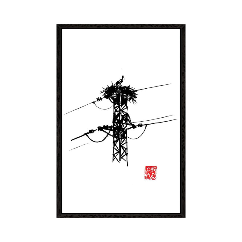 Stork Nest by Péchane - Painting on Canvas, 101.6 cm H x 66.04 cm W, Black Framed