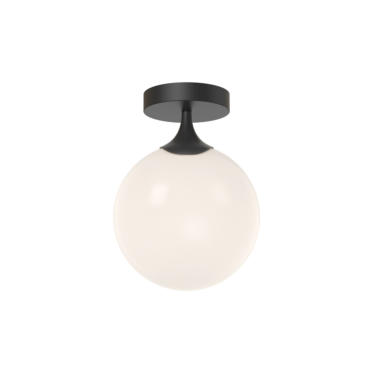 Nedra Single Light Glass Semi Flush Mount, Matte Black