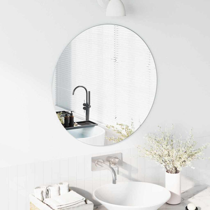  Miroir mural rond 27,56 po en verre trempé, 27,56 po x 27,56 po