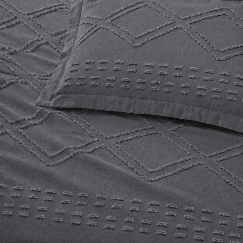  Parure de lit prélavée en jacquard ultra doux à clips Swift Home, Couette simple + 1 taie décorative standard, Gris acier
