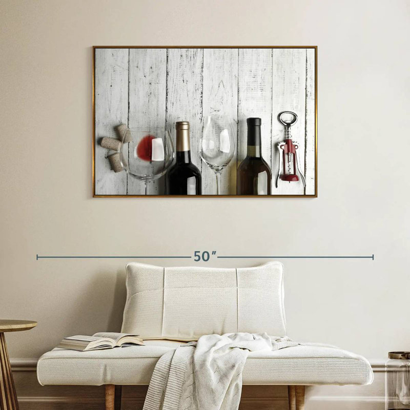 Dégustation de vin, Cadre flottant doré, 40 po x 27 po