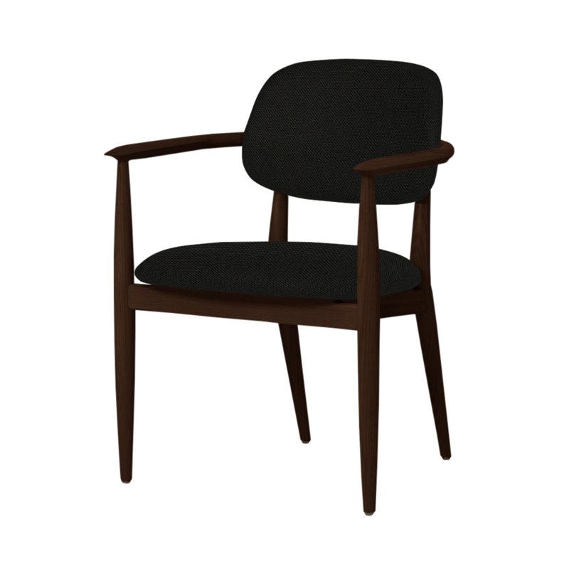 Slow Arm Chair, Dark Brown Oak, Newcastle Black New 65