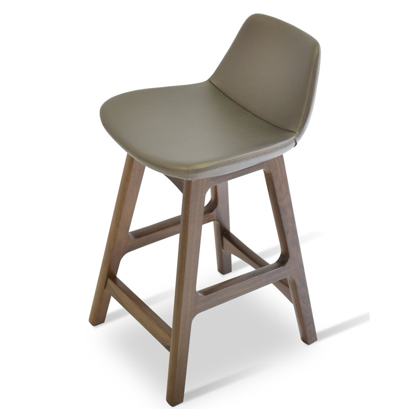 Tabouret de bar et de comptoir Pera, Bois de hêtre ; noyer, PPM - vert, Tabouret de bar (siège d'une hauteur de 29 po)