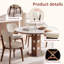 Ensemble de 2 chaises de cuisine rembourrées en chenille en bois massif de style campagnard Middleton
