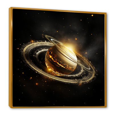 Black Saturn Triple Belt - Space Planet Wall Art