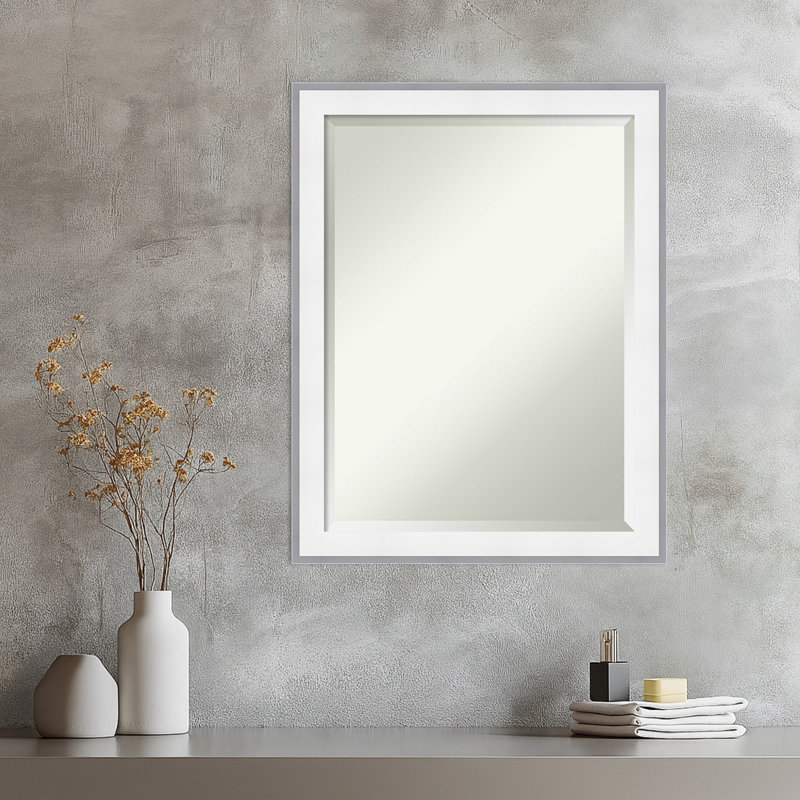 Miroir mural Maya, 27,25 po x 21,25 po, Argent blanc