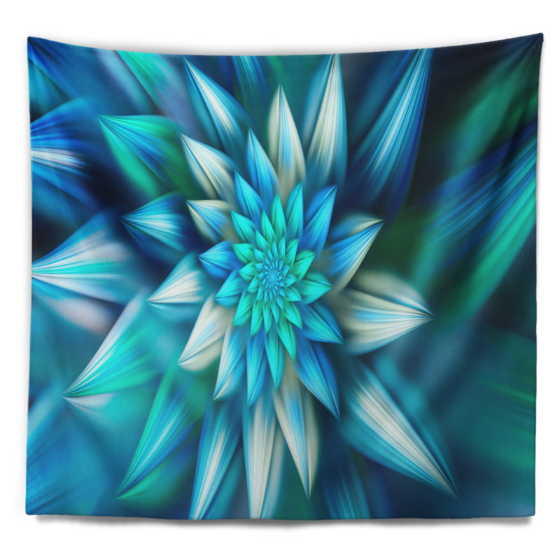 Tapisserie fleur florale à motif floral bleu, H 50 po x l 60 po