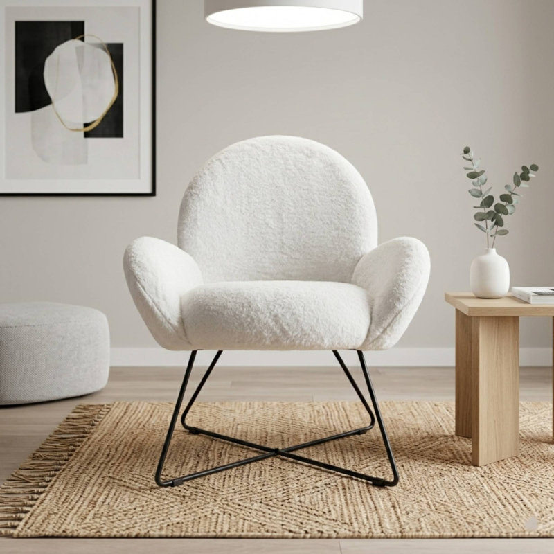 Chaise avec accoudoirs, Blanc