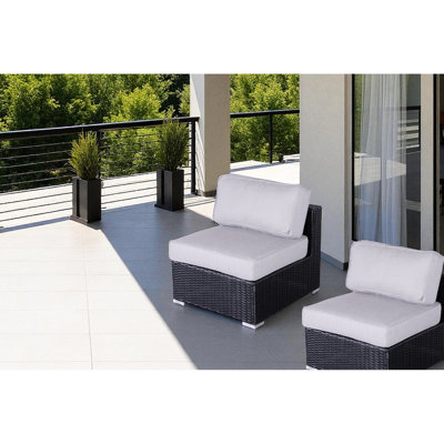 Chaise sans accoudoirs pour l'extérieur de 2 personnes avec haute densité et aluminium, housses de coussin amovibles, coussins gris résistants pour deux chaises de patio, aucun assemblage nécessaire, structure résistante aux intempéries et support ergonomique