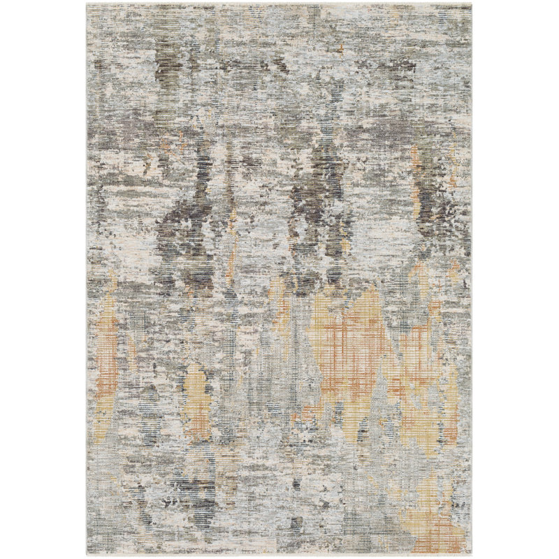 Tapis gris tissé à la machine Mckeel, Rectangle 5 pi x 8 pi