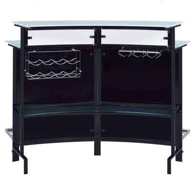 Keystone Black Curved Glass Top Home Bar Wine Cabinet
