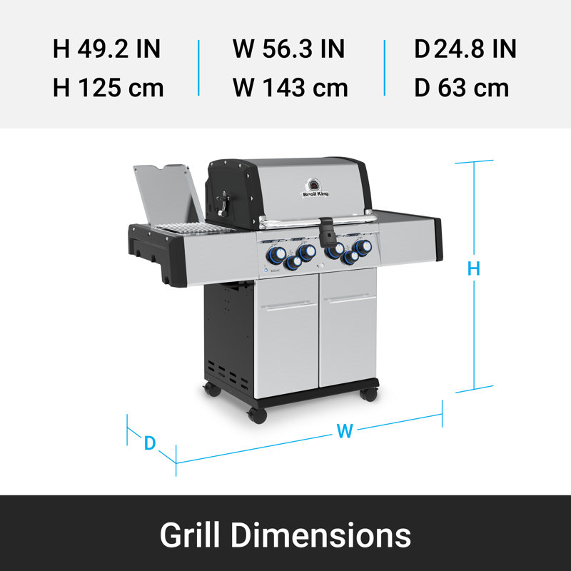 Broil King Regal S 490 Pro IR 4-Burner Grill in Stainless Steel with Infrared Side Burner and Rear Rotisserie Burner