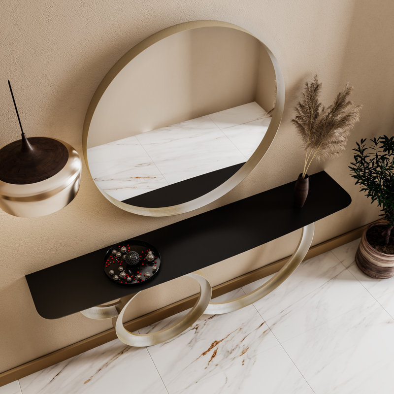 Console 78,74 po, Noir / or, H 31,5 po x l 78,74 po x P 13,78 po