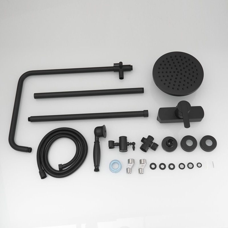 Dual-Function Wall Mount Shower System - Includes Rainfall Showerhead & Handheld Spray with Single Handle Control for Indoor/Outdoor Use