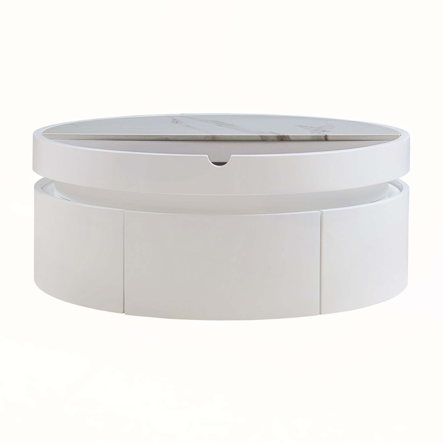 Latitude Run® Modern White Round Lift-Top Coffee Table with Hidden ...