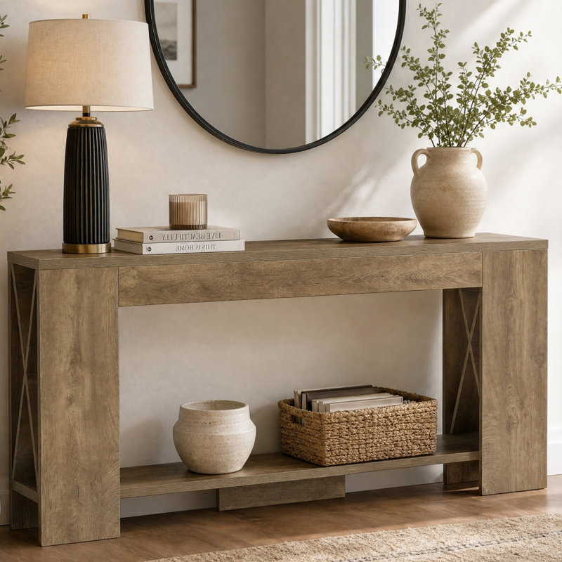 70.87" Wide Console Table with Open Shelving