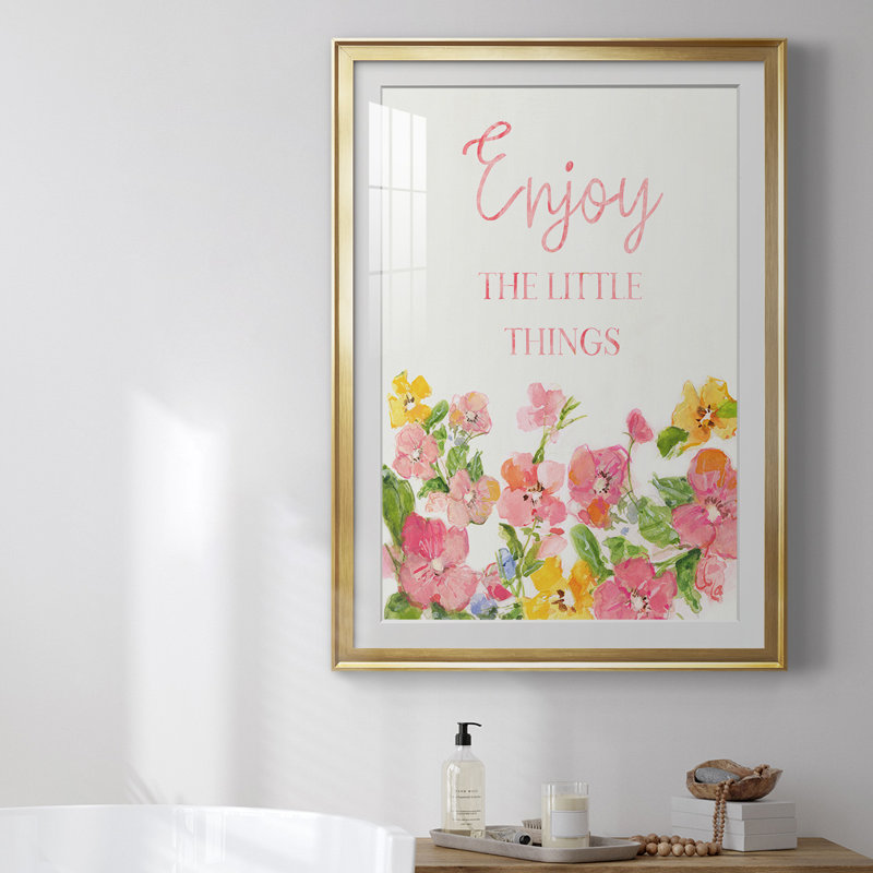 «Little Things», reproduction encadrée de qualité supérieure - prête à être accrochée, H 42,5 po x l 30,5 po x P 1 po, Or