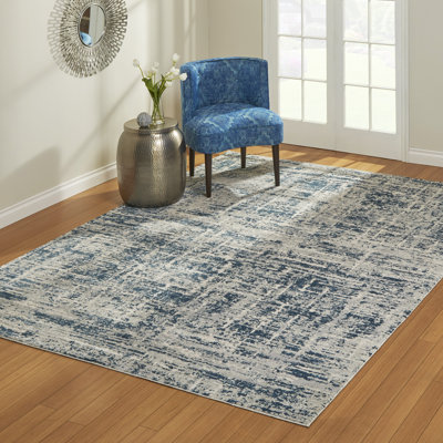 Lacreisha Geras Blue/Gray Modern Abstract Viscose Area Rug