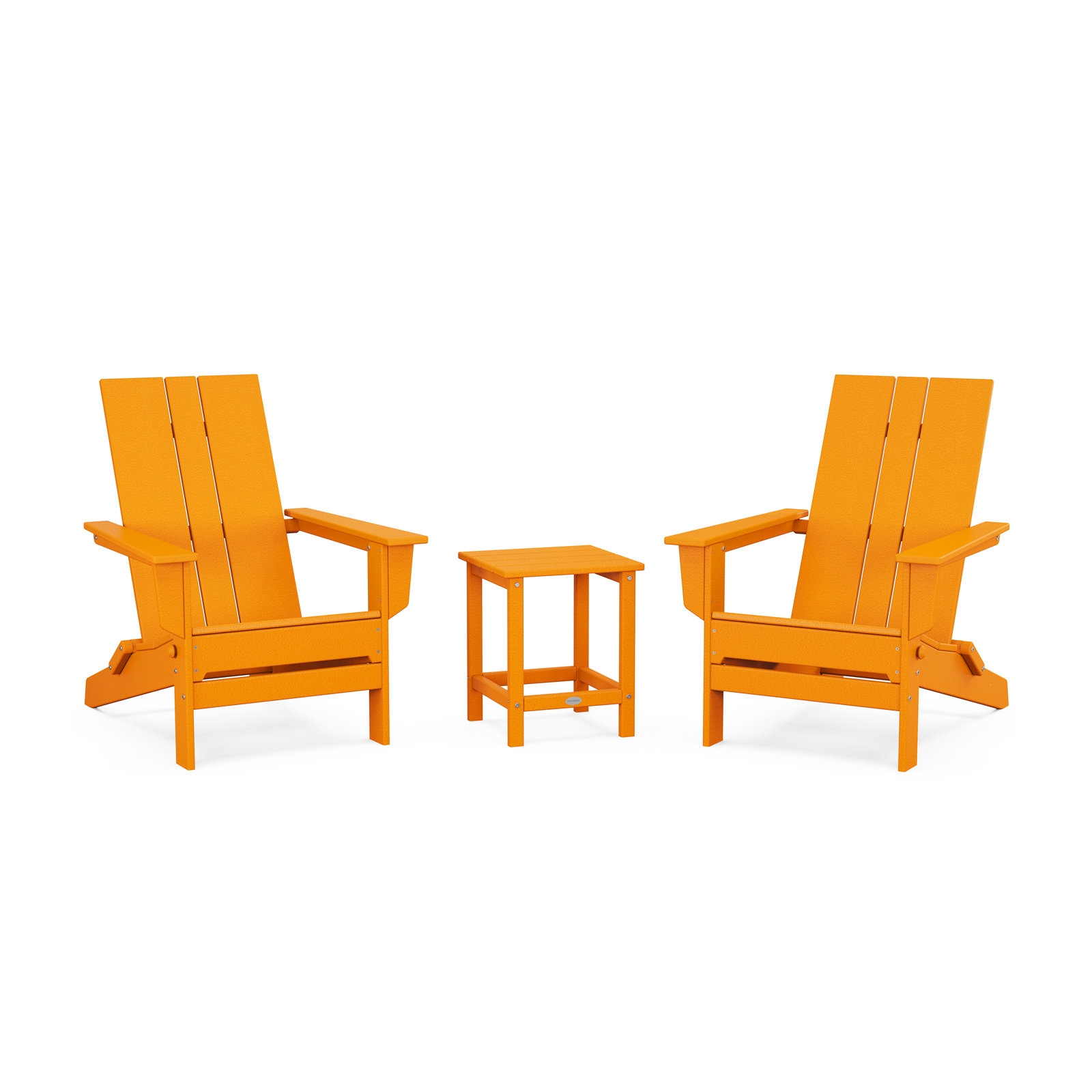 Foldable Outdoor Adirondack Chair With Table, Tangerine