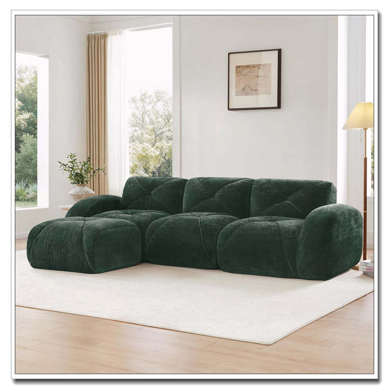 Repose-pieds en velours doux en L, Vert