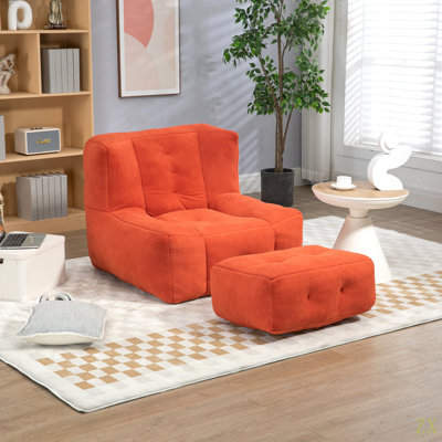 Fauteuil à billes Fluffy, fauteuil à billes confortable pour adultes, fauteuil paresseux super doux avec mousse à mémoire de forme et repose-pieds, fauteuil à billes d'intérieur moderne pour salon, chambre à coucher, appartement