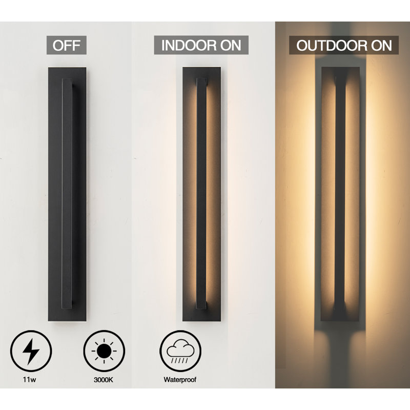 Black Modern Outdoor Led Wall Sconce, 31.5" H x 4.8" W x 4.3" D