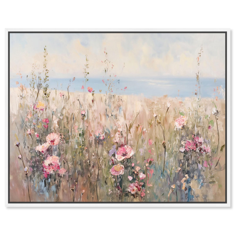 «Rosy Garden Whisper» par Art Remedy, H 17 po x l 21 po, Cadre flottant blanc
