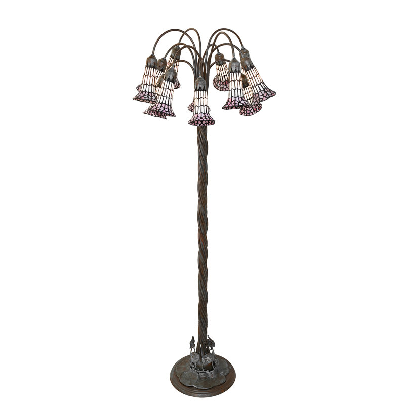 Tiffany Pond Lily Floor Lamp, White/Pink