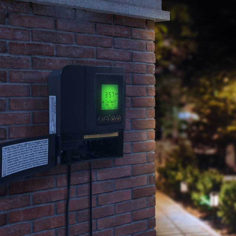Fusion Low Voltage Outdoor LED Lighting Transformer with Timer, 50 Watt, Black