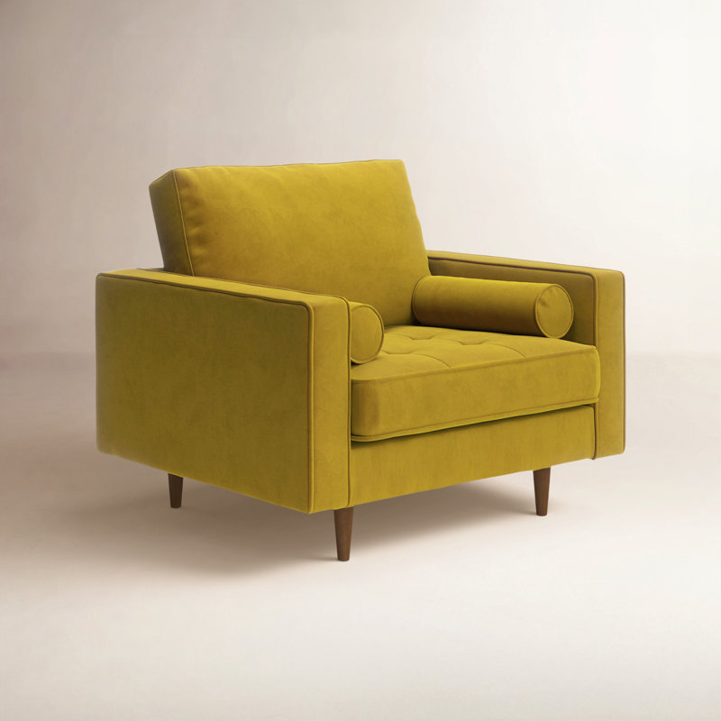 Fauteuil touffeté l 41,5 po Pritchett, Velours performance Bella Gold
