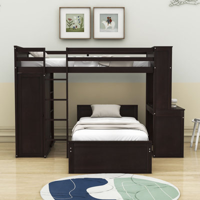 Ginessa Twin over Twin 2 Drawer L-Shaped Bunk Beds with Built-in-Desk by Harriet Bee by Harriet Bee