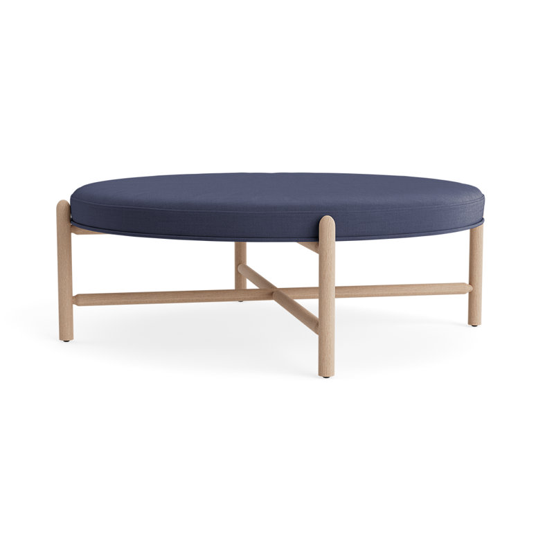 Vane 48" Round Ottoman, Navy, Oak