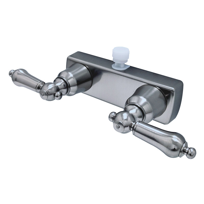 RV/Motorhome Two Handle Non-Metallic Shower Diverter with Matching Hand Held Shower Set, Brushed Nickel
