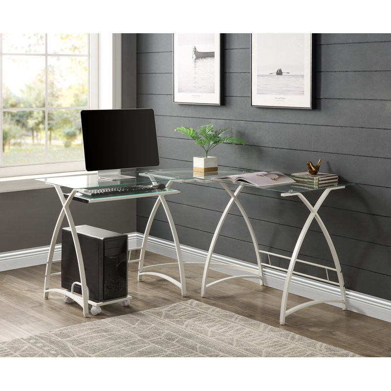 Bureau d'ordinateur en coin Demeray, Blanc