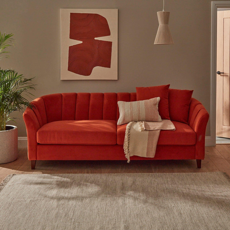 Sligo 4 Seater Velvet Sofa, Burnt Orange Velvet