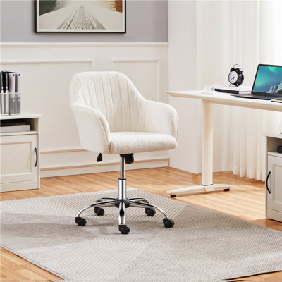 Chaise de bureau pivotante en velours avec accoudoirs Jobin