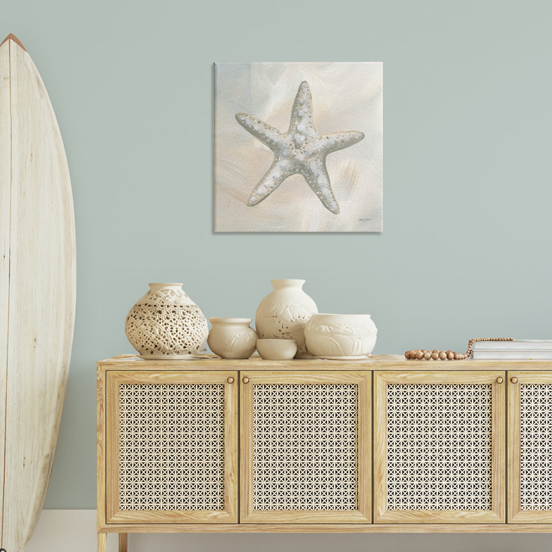 Art mural simple sur toile étoile de mer beige par Yvette St. Amant, H 30 po x l 30 po