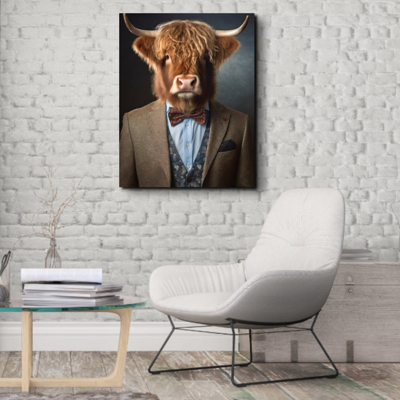 «Highlandcow» sur toile, H 32 po x l 26 po