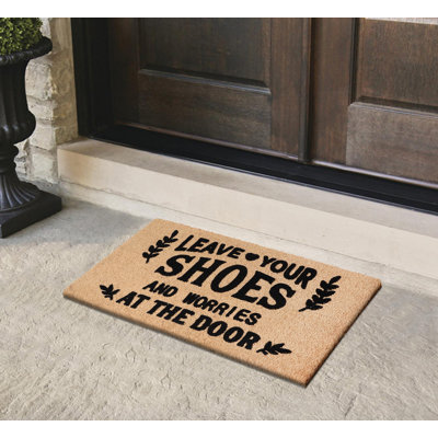 A1HC Natural Coir Flocked Doormat With Heavy Duty Non-slip PVC Backing Easy To Clean, Fade Resistant, Pet Friendly Outdoor Welcome Mat, Low-profile Du