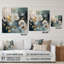 Blue Marble Gold Floral Impressions II - Art mural acrylique floral-11120774