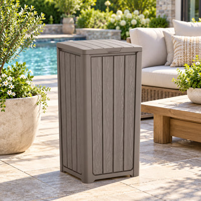 23 Gallon Outdoor Indoor Dual Lid Design Trash Can, Large Capacity for Garden, Patio, Balcony 